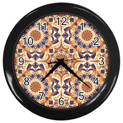 Orange Seamless Pattern Tile Wall Clock (black) by Pakrebo