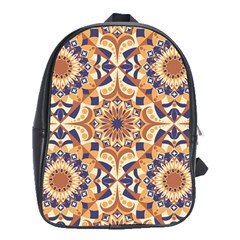 Orange Seamless Pattern Tile School Bag (xl) by Pakrebo