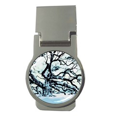 Tree Winter Blue Snow Cold Scene Money Clips (round)  by Pakrebo