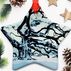 Tree Winter Blue Snow Cold Scene Star Ornament (two Sides) by Pakrebo