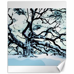 Tree Winter Blue Snow Cold Scene Canvas 16  X 20  by Pakrebo