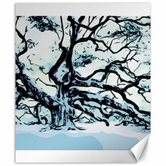 Tree Winter Blue Snow Cold Scene Canvas 20  X 24  by Pakrebo