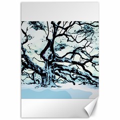 Tree Winter Blue Snow Cold Scene Canvas 24  X 36  by Pakrebo