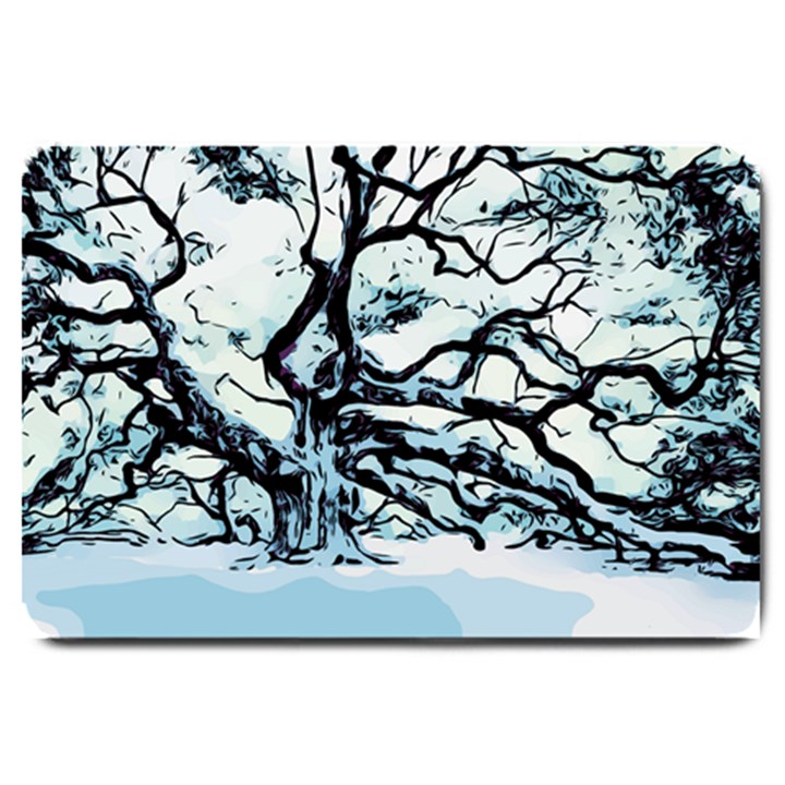 Tree Winter Blue Snow Cold Scene Large Doormat 