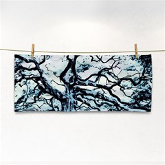 Tree Winter Blue Snow Cold Scene Hand Towel by Pakrebo