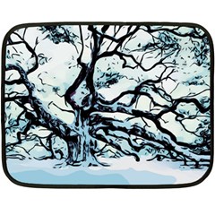 Tree Winter Blue Snow Cold Scene Fleece Blanket (mini) by Pakrebo