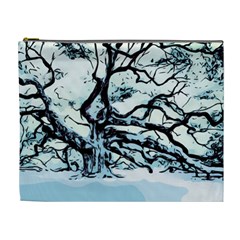 Tree Winter Blue Snow Cold Scene Cosmetic Bag (xl) by Pakrebo