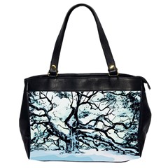 Tree Winter Blue Snow Cold Scene Oversize Office Handbag (2 Sides) by Pakrebo