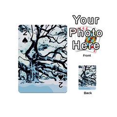 Tree Winter Blue Snow Cold Scene Playing Cards 54 (mini) by Pakrebo