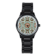 Seamless Pattern Colorful Wallpaper Stainless Steel Round Watch by Pakrebo