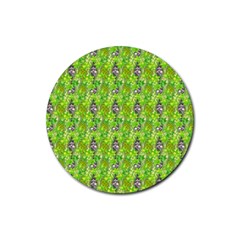 Maple Leaf Plant Seamless Pattern Rubber Coaster (round)  by Pakrebo