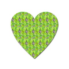 Maple Leaf Plant Seamless Pattern Heart Magnet by Pakrebo