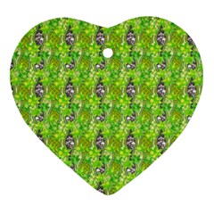 Maple Leaf Plant Seamless Pattern Heart Ornament (two Sides) by Pakrebo