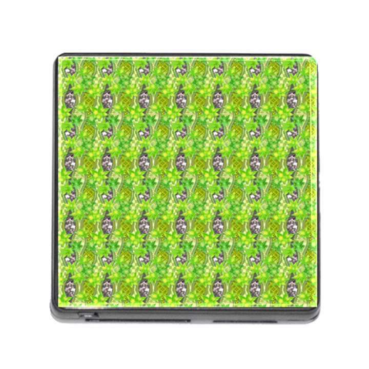 Maple Leaf Plant Seamless Pattern Memory Card Reader (Square 5 Slot)