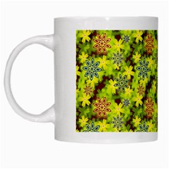 Flowers Yellow Red Blue Seamless White Mugs by Pakrebo