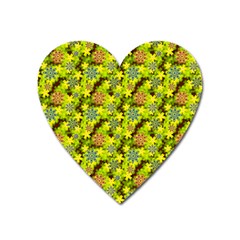 Flowers Yellow Red Blue Seamless Heart Magnet by Pakrebo