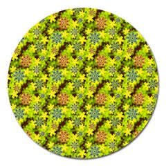 Flowers Yellow Red Blue Seamless Magnet 5  (round) by Pakrebo