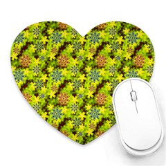 Flowers Yellow Red Blue Seamless Heart Mousepads by Pakrebo