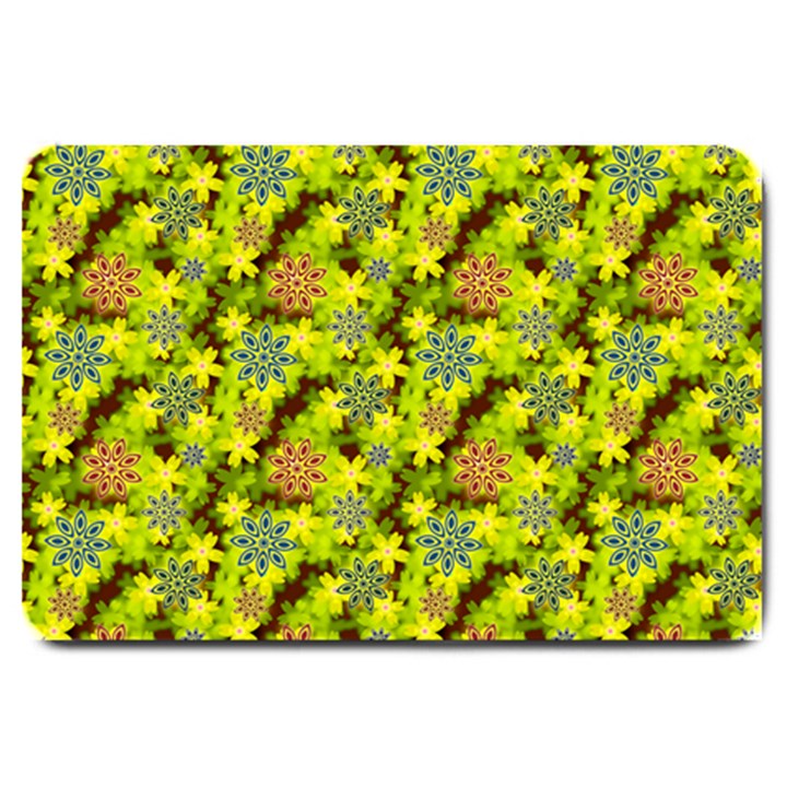 Flowers Yellow Red Blue Seamless Large Doormat 