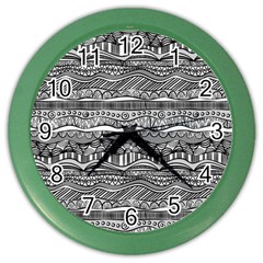 Ethno Seamless Pattern Color Wall Clock by Pakrebo