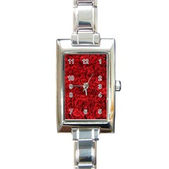 Rose Roses Flowers Red Valentine Rectangle Italian Charm Watch by Pakrebo