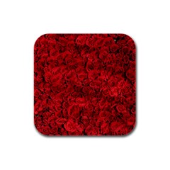 Rose Roses Flowers Red Valentine Rubber Square Coaster (4 Pack)  by Pakrebo