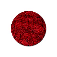 Rose Roses Flowers Red Valentine Rubber Coaster (round)  by Pakrebo