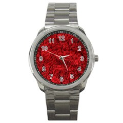 Rose Roses Flowers Red Valentine Sport Metal Watch by Pakrebo