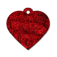 Rose Roses Flowers Red Valentine Dog Tag Heart (one Side) by Pakrebo