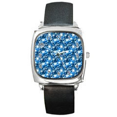 Star Hexagon Blue Deep Blue Light Square Metal Watch by Pakrebo