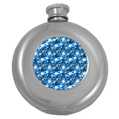 Star Hexagon Blue Deep Blue Light Round Hip Flask (5 Oz) by Pakrebo