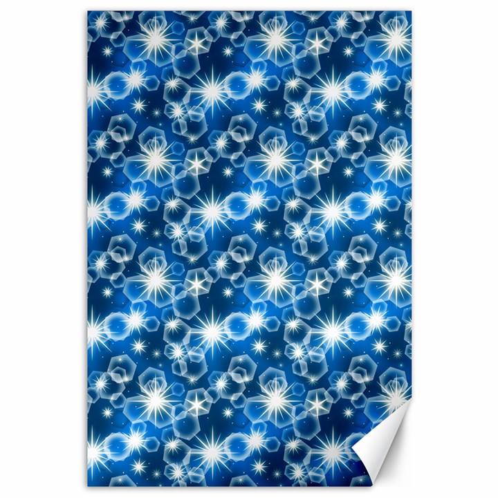 Star Hexagon Blue Deep Blue Light Canvas 12  x 18 