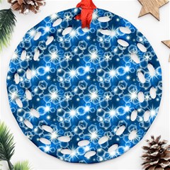 Star Hexagon Blue Deep Blue Light Ornament (round Filigree) by Pakrebo