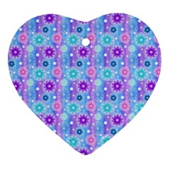 Flowers Light Blue Purple Magenta Heart Ornament (two Sides) by Pakrebo