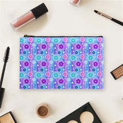 Flowers Light Blue Purple Magenta Cosmetic Bag (medium) by Pakrebo