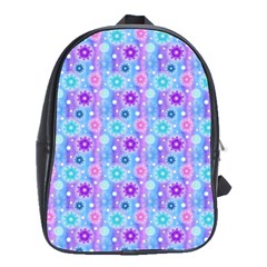 Flowers Light Blue Purple Magenta School Bag (large) by Pakrebo