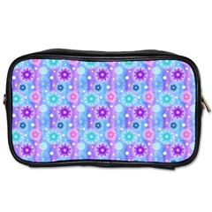 Flowers Light Blue Purple Magenta Toiletries Bag (two Sides) by Pakrebo