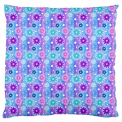 Flowers Light Blue Purple Magenta Standard Flano Cushion Case (two Sides) by Pakrebo