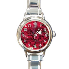 Roses Baby S Breath Bouquet Floral Round Italian Charm Watch by Pakrebo