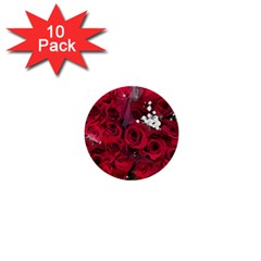 Roses Baby S Breath Bouquet Floral 1  Mini Buttons (10 Pack)  by Pakrebo