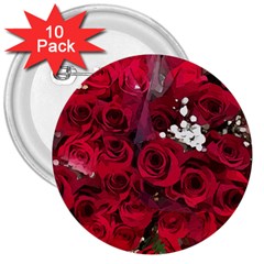 Roses Baby S Breath Bouquet Floral 3  Buttons (10 Pack)  by Pakrebo