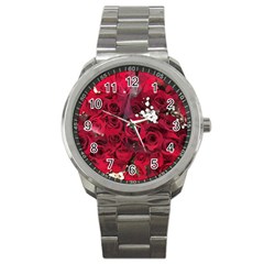 Roses Baby S Breath Bouquet Floral Sport Metal Watch by Pakrebo