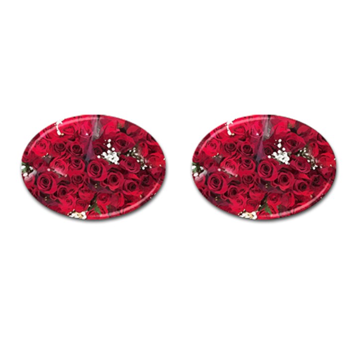 Roses Baby S Breath Bouquet Floral Cufflinks (Oval)