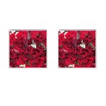 Roses Baby S Breath Bouquet Floral Cufflinks (Square) Front(Pair)