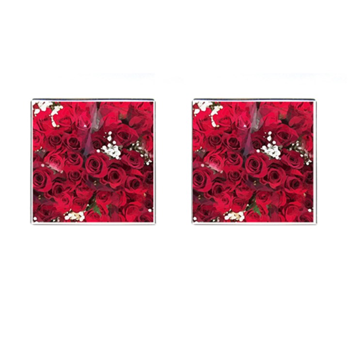 Roses Baby S Breath Bouquet Floral Cufflinks (Square)