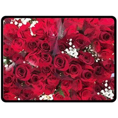 Roses Baby S Breath Bouquet Floral Double Sided Fleece Blanket (large)  by Pakrebo