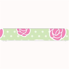 Roses Flowers Pink And Pastel Lime Green Pattern With Retro Dots Small Bar Mats by genx