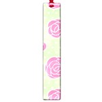 Roses flowers pink and pastel lime green pattern with retro dots Large Book Marks Front