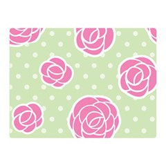 Roses Flowers Pink And Pastel Lime Green Pattern With Retro Dots Double Sided Flano Blanket (mini)  by genx