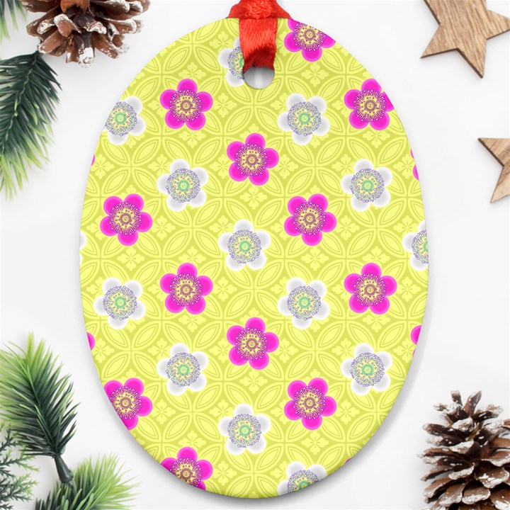 Traditional Patterns Plum Oval Ornament (Two Sides)